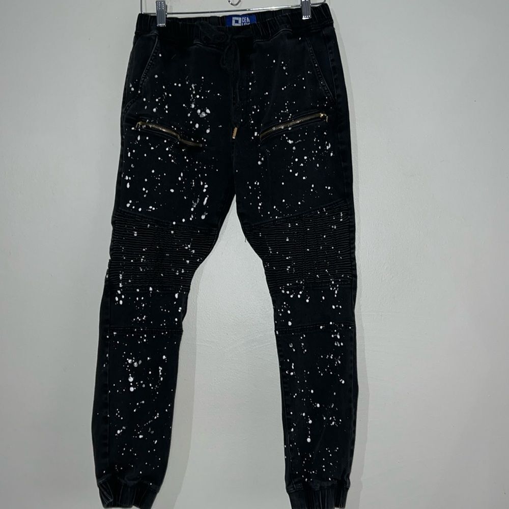 Demolition Mens Paint Splatter Heavy Jogger Pants Trousers Cotton Medium